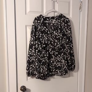 Cato Black & White Floral Tunic Top